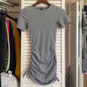 Gray Ruched T-Shirt Dress